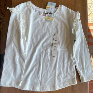 Cat & Jack White Long Sleeve Shirt with Lace Detail